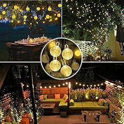 UPOOM Solar String Lights Outdoor 24FT 50LED