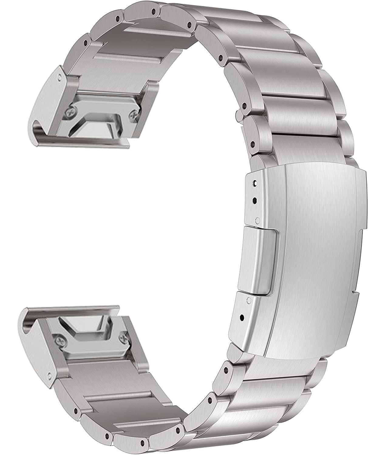 MaKTech Titanium Band for Garmin,22mm Three-Piece Metal Bracelet Strap with Quick Release Connector,Tortoise Buckle,for Garmin Fenix 8 47mm/7/7 Pro/6/6 Pro/5/5 Plus Smartwatch (Silver)