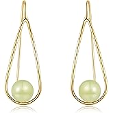 LOOYUUPEE Natural Hetian Jade Earrings for Women, Dainty Lucky Green Real Jade Charm Pendant Jewelry Studs, Handmade Ear Stud Earrings for Mom Lover Her (14K Gold Filled)