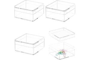 KISSYOU Acrylic Box Clear Display Boxes with Lids 4 Packs Square Cube Jewelry Storage Box Candy Containers