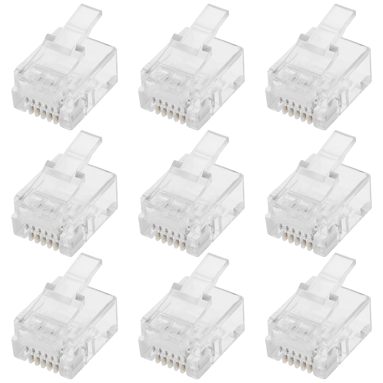 VGOL 50pcs Telephone Line RJ12 Crystal Plug Transparent RJ12 Telephone Connectors ADSL VDSL Telephone Cable Crimp End Connector Male Plugs