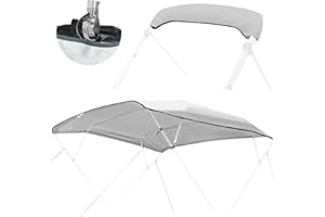 Caminor 4 Bow Bimini Top Replacement Canvas with Light Hole and Storage Boot, 900D Heavy Duty Waterproof Bimini Top Canvas Only Without Frame, 8'L 85"-90" W Grey