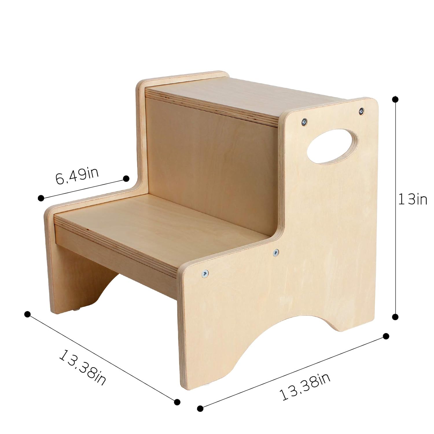 Wooden Log Toddler Step Stool for Kids Adults Footstool Slip Resistant Proof with Portable Handle Washroom Toilets Lavatory Kitchen Washing Hands Fetching Reach High Potty Training : Baby