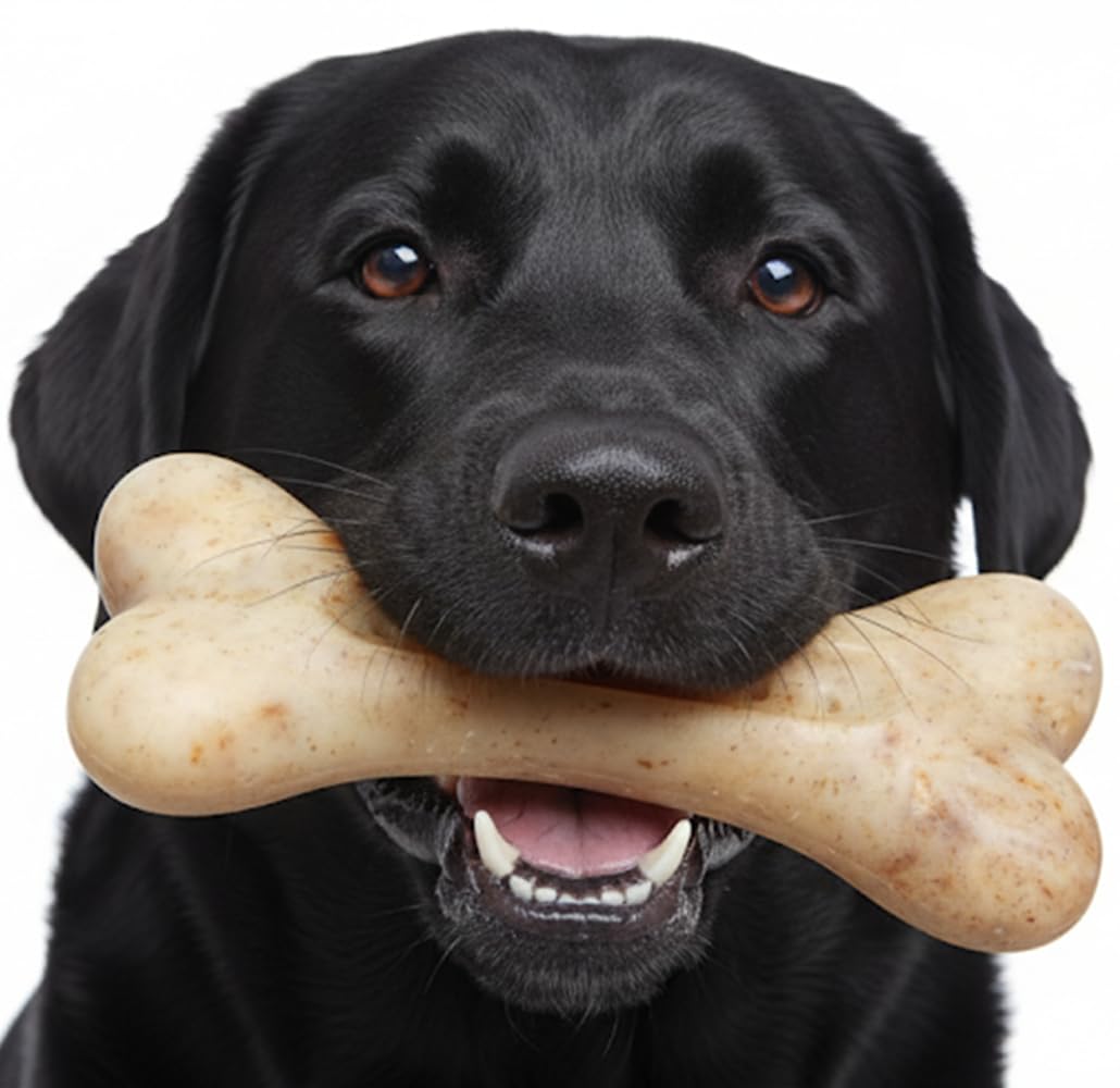 Fuzzl Large Seriously Tough Tasty Bone Beef Infused 18cm Nylon Dog Chew Toy - Infused Beef Bone Tough Dog Toys for Extreme Chewers Dog Bone Long Lasting for Aggressive Chewers Strong Dog Toy