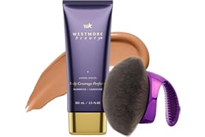 Westmore Beauty Body Coverage Perfector & Blend & Blur Body Brush Kabuki Brush - Waterproof Leg & Body Makeup - Tattoo Cover Up Makeup - 7 Oz (Golden Radiance)