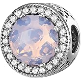 MICOO 925 Sterling Silver Sparkling Clear Charms Beads, Heart-shaped Circular Design With Cubic Zirconia Fit Pandora Original Bracelet Necklace, Gift for Women