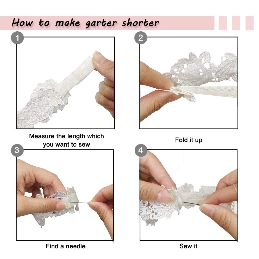 ADOVE Wedding Garters for Bride Stretch Lace Bridal Garter Sets White Flower Floral Leg Wedding Garter
