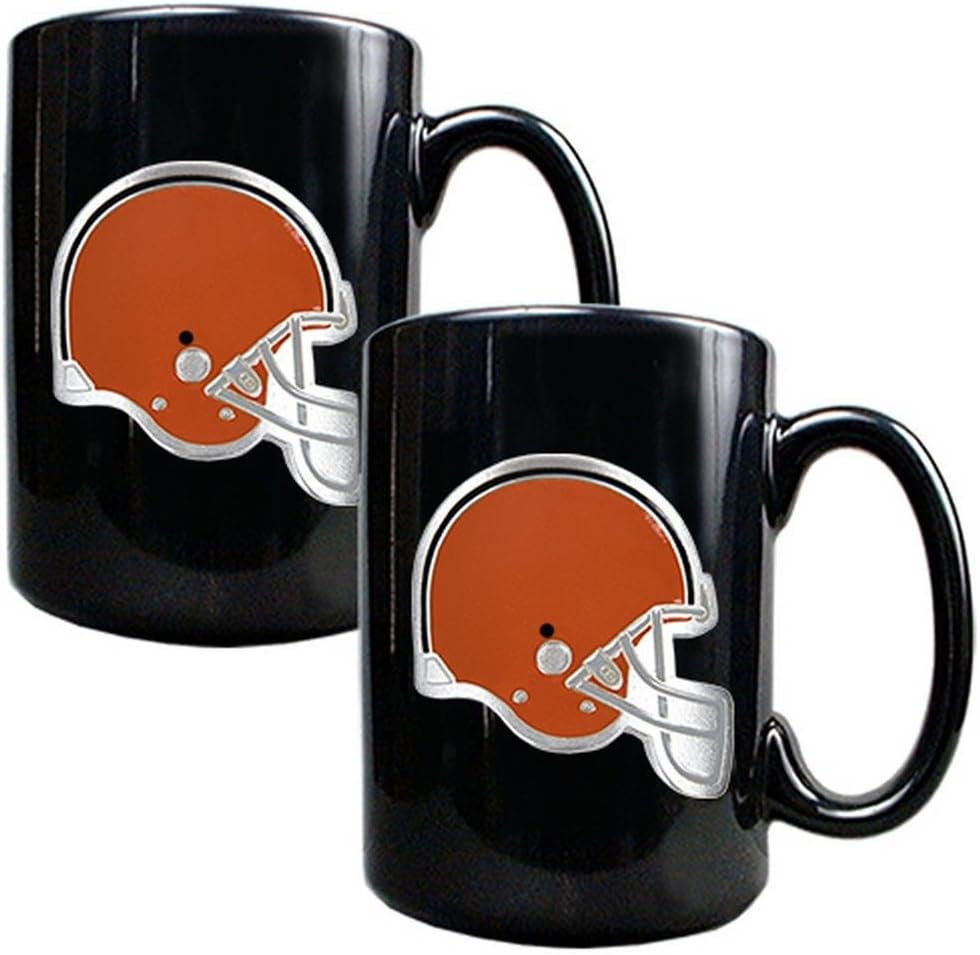Cleveland Browns Nfl 2Pc Black Ceramic Mug Set Primary
