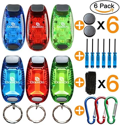 LED Safety COB Light +12 FREE Bonuses Battery Set (Individual Package For Each-6Pack), DoerDo Clip COB LED And Normal LED Visibility Light For Running, Cycling, Reflective For Kids, Dogs, Tail light