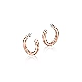 Rose Gold Hoop Earrings for Women, 14K Rose Gold