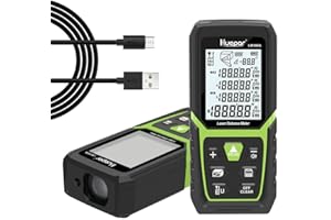 Huepar 165FT Laser Measurement Tool with Rechargeable Li-ion Battery & Electric Angle Sensor, Backlit LCD Digital Tape Measur
