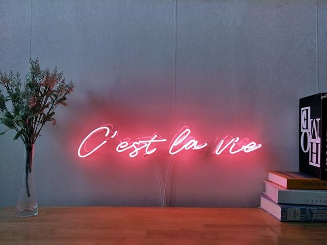 Amazoncom Cest La Vie Real Glass Neon Sign For Bedroom - 