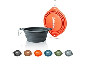 ZAKAPAWS Silicone Dog Travel Bowl, 2 Pack Collapsible Pet Bowl, Foldable No Plastic Rim Pet Feeding Bowls, No Spill Water Cup for Pet