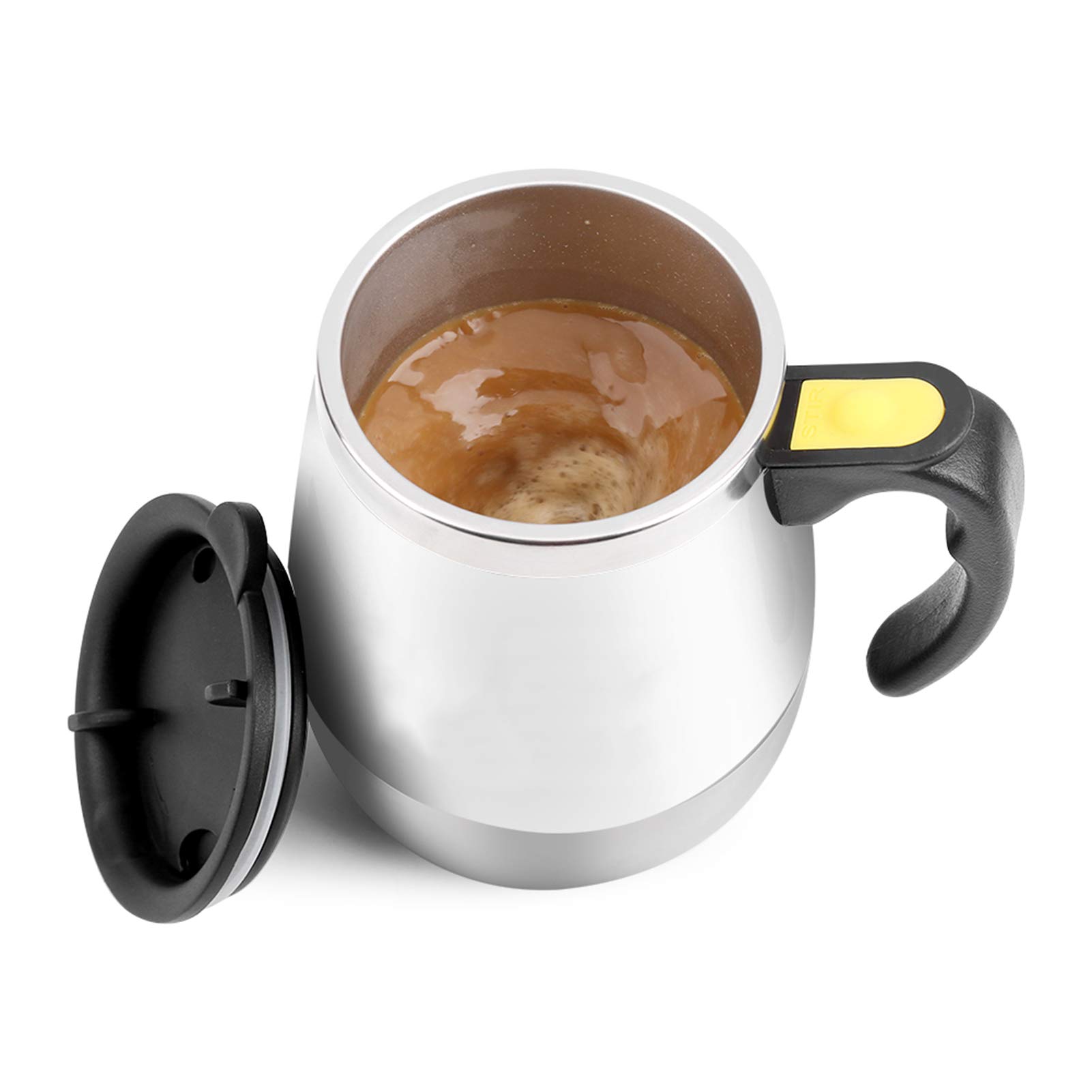 Fybida Self Stirring Mug, Auto Magnetic Coffee Mug Hands-Free Electric Mixing Cup Stirring Coffee Tumbler Automatic Beverage Stirrer Battery-Powered Man's Coffee Mug for Travel Gift