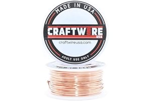 CRAFTWIRE USA Solid Bare Copper Wire Round, Bright, Dead Soft, 50 Feet 20 Gauge (Choose 25 to 100 Ft., 10 to 30 Ga.)