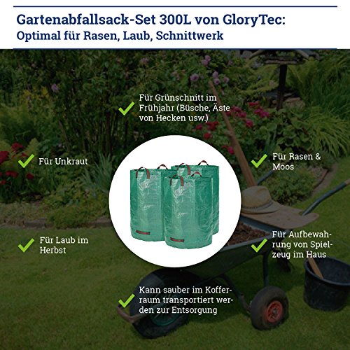 Glorytec 3Pack 80 Gallons Garden Bag Extra Large Reusable Leaf Bags