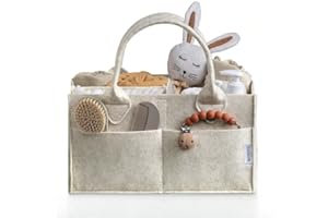 Diaper Caddy Organizer for Changing Table, Nursery Storage Bin Basket with Handle, Felt Diaper Organizer Suitable for Indoor 