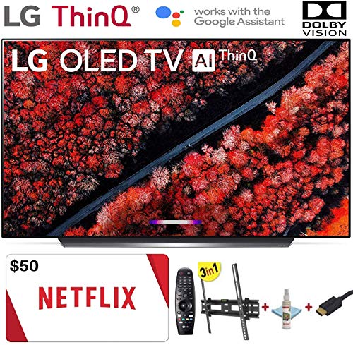 LG Electronics OLED55C9PUA C9 Series 55″ 4K Ultra HD Smart OLED TV (2019) w/$50 Netflix Gift Card w/3 in 1 Wall Mount kit- Wall Mount, HDMI Cable, TV Cleaning Kit – LG Authorized Dealer