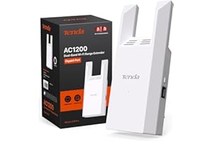 Tenda WiFi Extender AC1200 - WiFi Extender with Gigabit Ethernet Port, 1.2Gbps Home Signal Booster, Dual Band, Up to 150 m² &