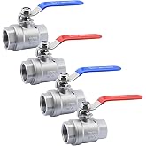 1'' Full Port Ball Valve, 316 Stainless NPT Female for WOG (4 PCS) | 1" full port ball valve, 4 PCS. 316 stainless steel, NPT female. 1000 PSI WOG. 90&deg; quarter-turn. For water/oil/gas lines.