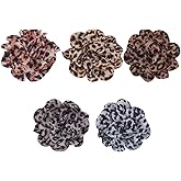 FINGERINSPIRE 5Pcs Leopard Rose Flower Brooch Pin for Women 3.5x4.2inch 5 Colors Elegant Handmade Flower Pins Rose Brooch Fabric Floral Brooches for Wedding Party Clothes Accessories Jewelry Gifts