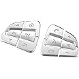 A ABSOPRO Car Steering Wheel Button Stickers Cover Interior Switch Button Decoration Trim for Mercedes Benz C V GLC Class W205 X205 Silver Tone (Set of 12)