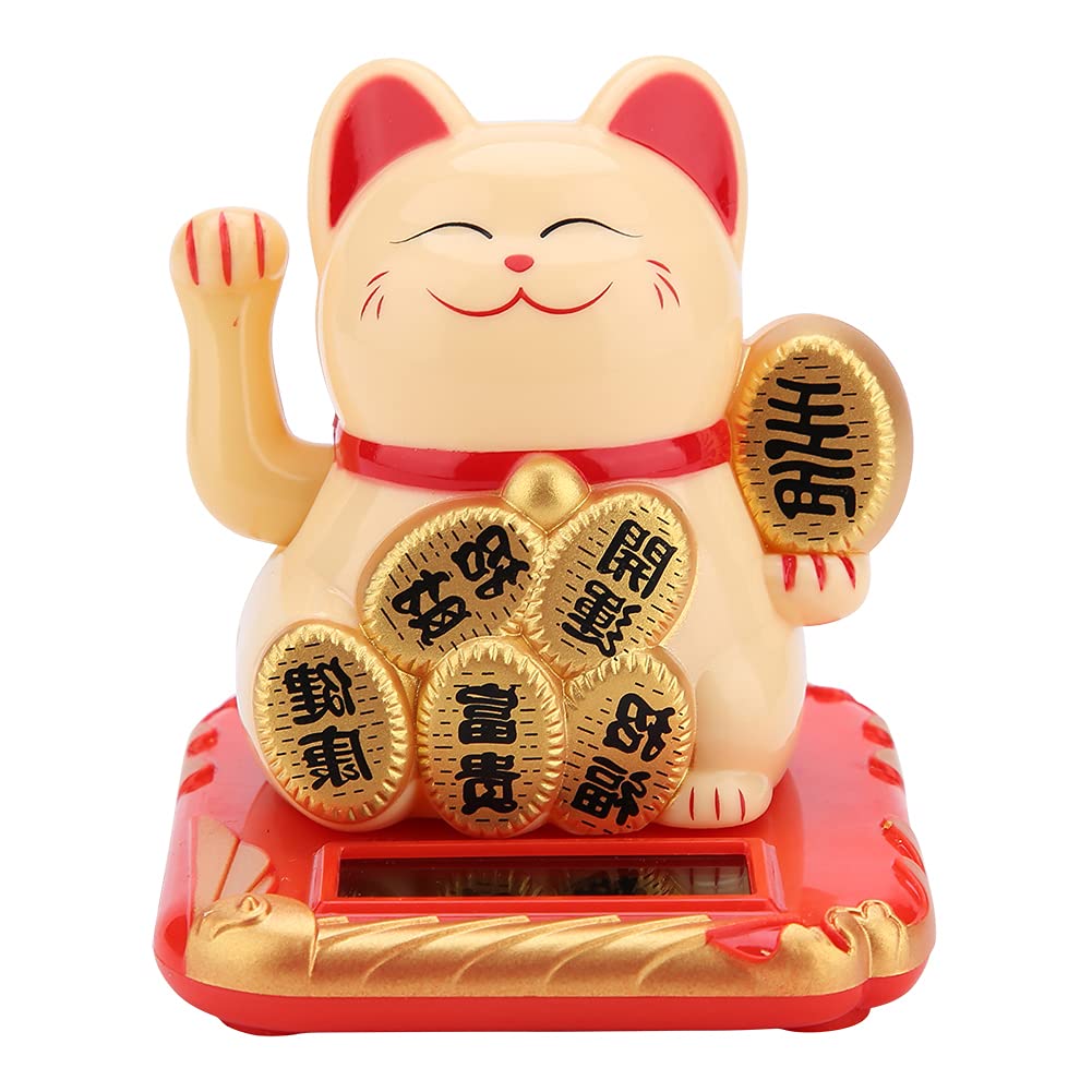 Lucky Cat, Chinese Waving Cat, Fortune Cat Waving Cat Beckoning Cat Home Bar Restaurant Coffee Shop Maneki Neko Lucky Cat Waving for Home Kitchen(gold)