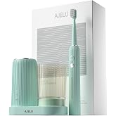 AJELU Rechargeable Sonic Toothbrush with Drying Holder, 8 Brush Heads, Smart Timer, Waterproof Design &ndash; Mint Green Edition