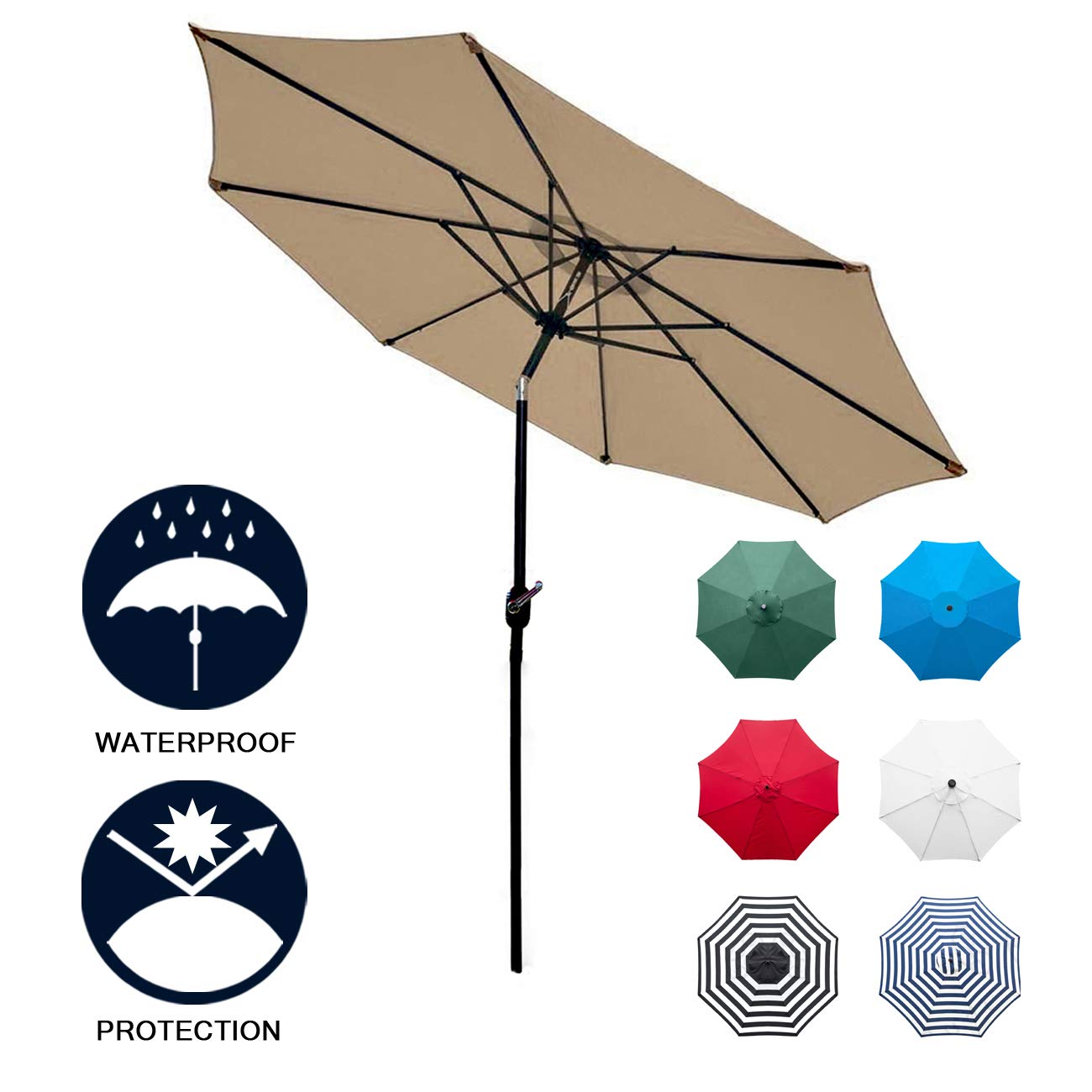 Mua Sunnyglade 9 Patio Umbrella Outdoor Table Umbrella With 8 Sturdy Ribs Tan Tren Amazon Má»¹ Chinh Hang 2020 Fado