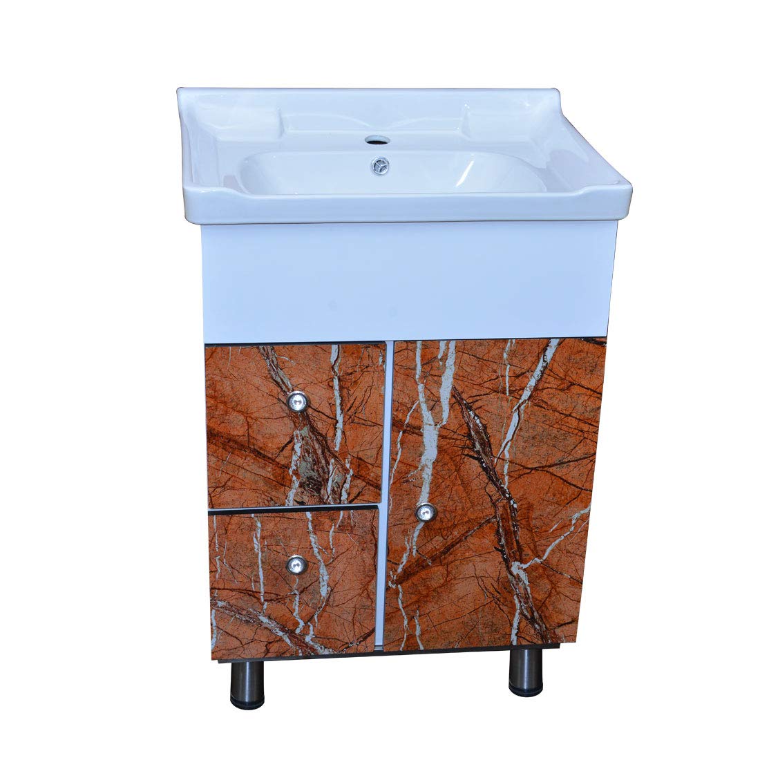 Buy Lavish Sou Bathroom Modular Pvc Floor Brown White Vanity