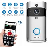 EKEN Video Doorbell 2, Smart Doorbell, 720P HD Wifi Camera Real-Time Video Two-Way Audio Night Vision Motion Detection App for IOS and Android FREE Built-in 8GB Card and Two Batteries