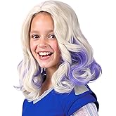 ColorGround Medium Curly Blonde with Blue Cosplay Wig for Women Costume Funny Hair Wig for Halloween Party