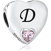 925 Sterling Silver Letter Charms A~Z Alphabet Charm Heart Shaped Letter Beads fit Pandora Bracelets fit Wife Mom Christmas Birthday Gift
