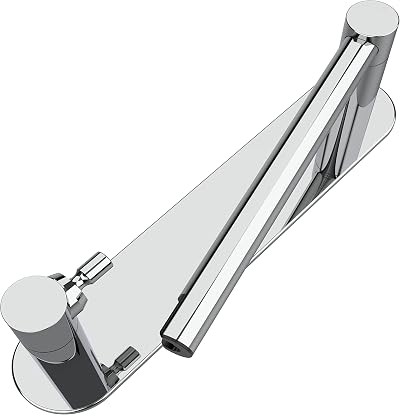 WZRUA Self Adhesive Toilet Roll Holder Chrome Double Post Pivoting Arm