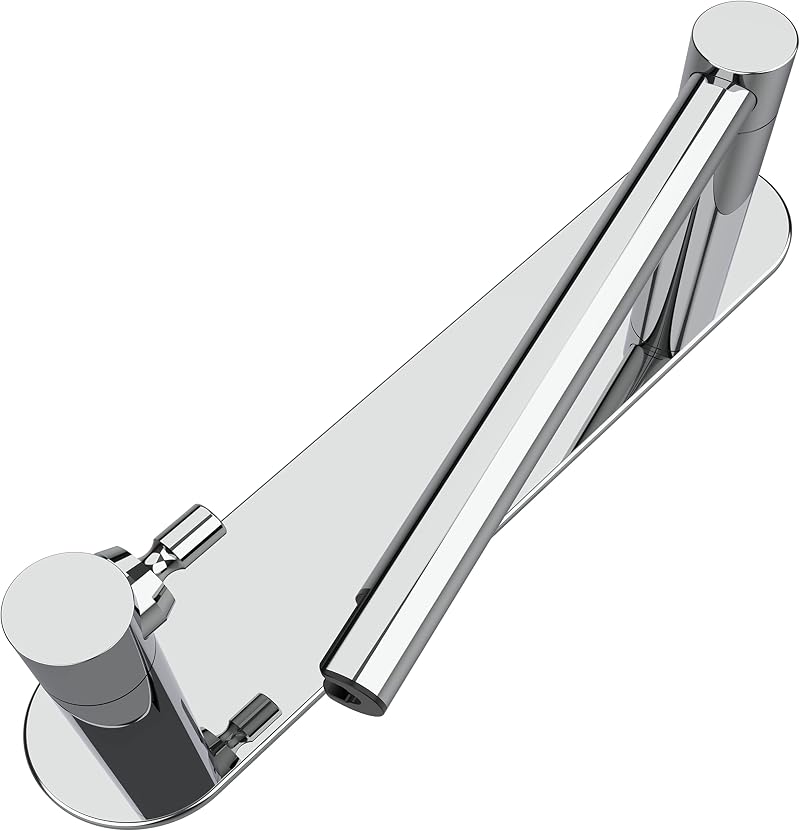 WZRUA Self Adhesive Toilet Roll Holder Chrome Double Post Pivoting Arm