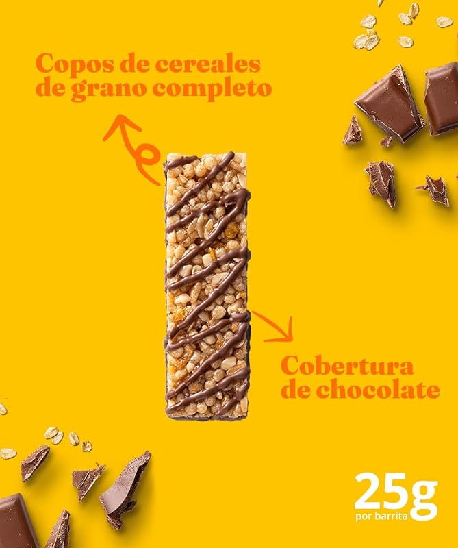 Barras de Cereais com Chocolate ao Leite, 10x6x25 g