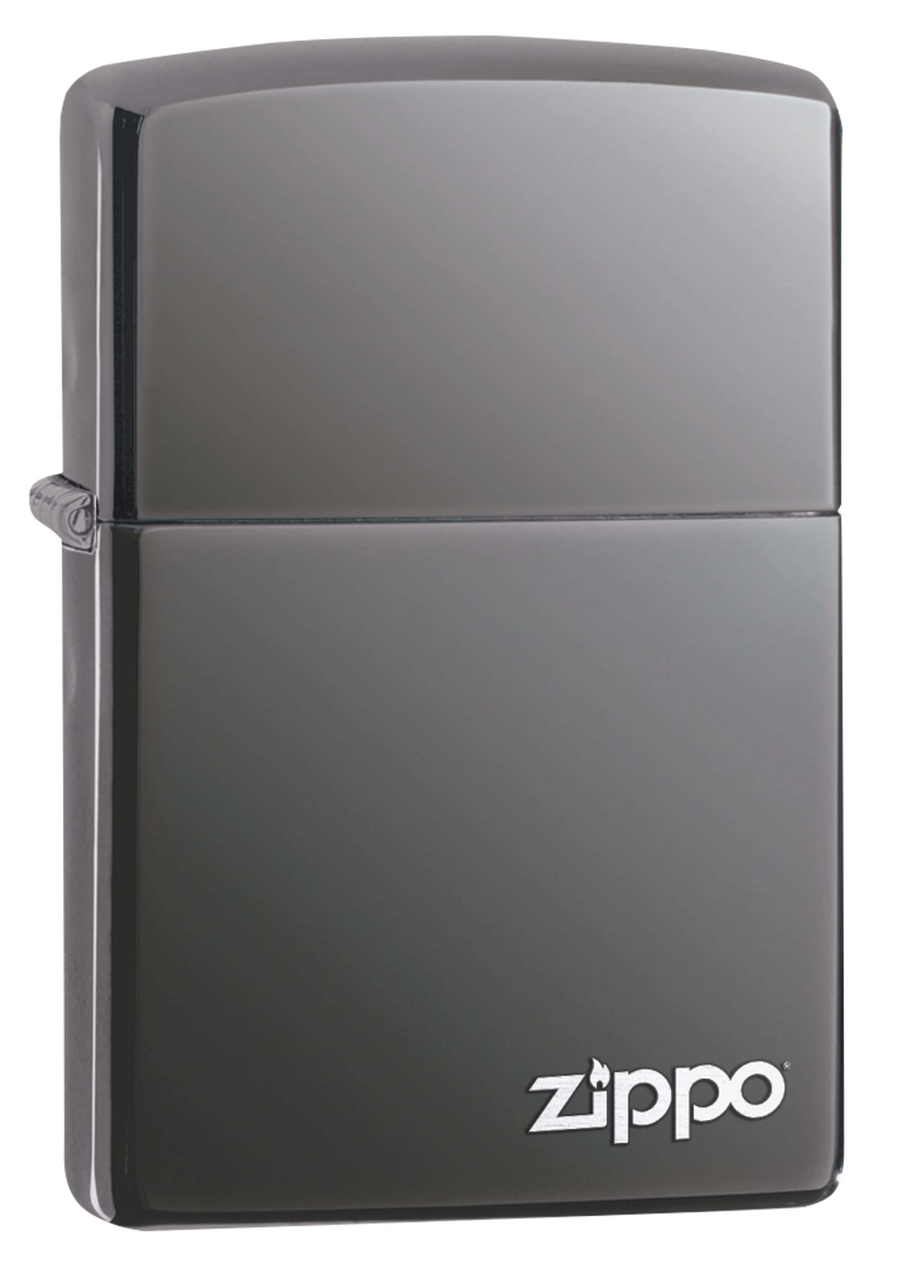 Zippo Windproof Lighter - Logo - Black Ice, Laser Engrave - Refillable for Lifetime Use - Adjustable Flame - Gift Box - Metal Construction - Made in USA