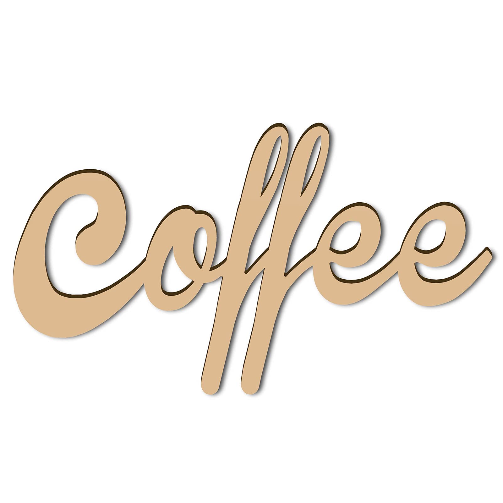 CREATCABIN Laser Cut Wood Sign Wall Art COFFEE Letter Sign Decorative Wall Sculpture Hanging Decor Unfinished For Housewarming Door Wall Room Decoration 250 x 140 x 6mm