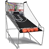 GYMAX Basketball Arcade Game for Home, Foldable Basketball Game w/ 8 Game Modes, Arcade Sound, Electronic Scoring, 4 Balls an