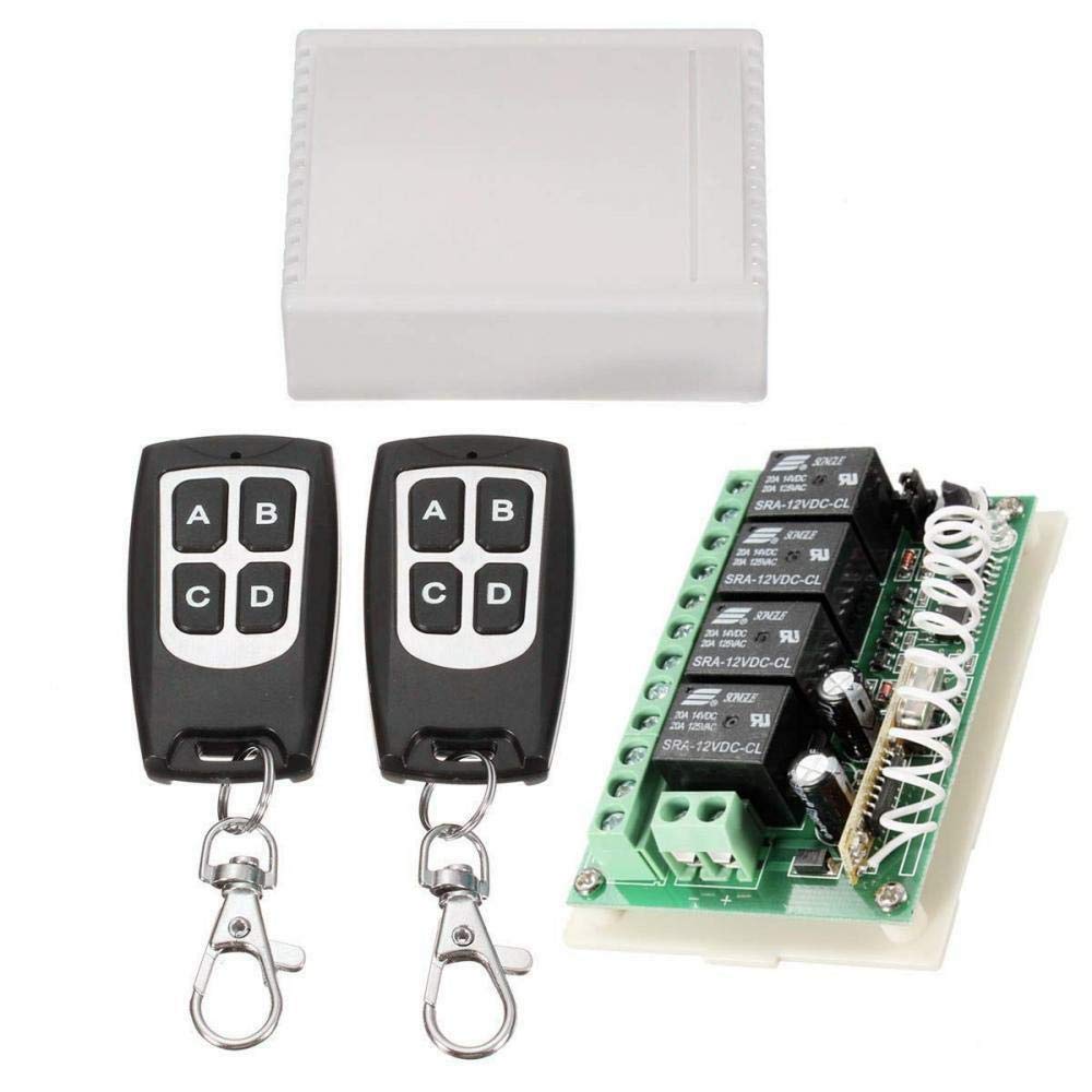 Riloer 12V 4CH Channel 433Mhz Wireless Remote Control RF Switch with box 2 transmitters