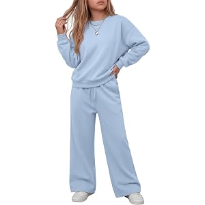 Joiceful Girls Sweatsuit Sets 5-14 Years | Back to School Outfit, Crew Neck Sweatshirt, Wide Leg Sweatpants, Pollover, Matchi