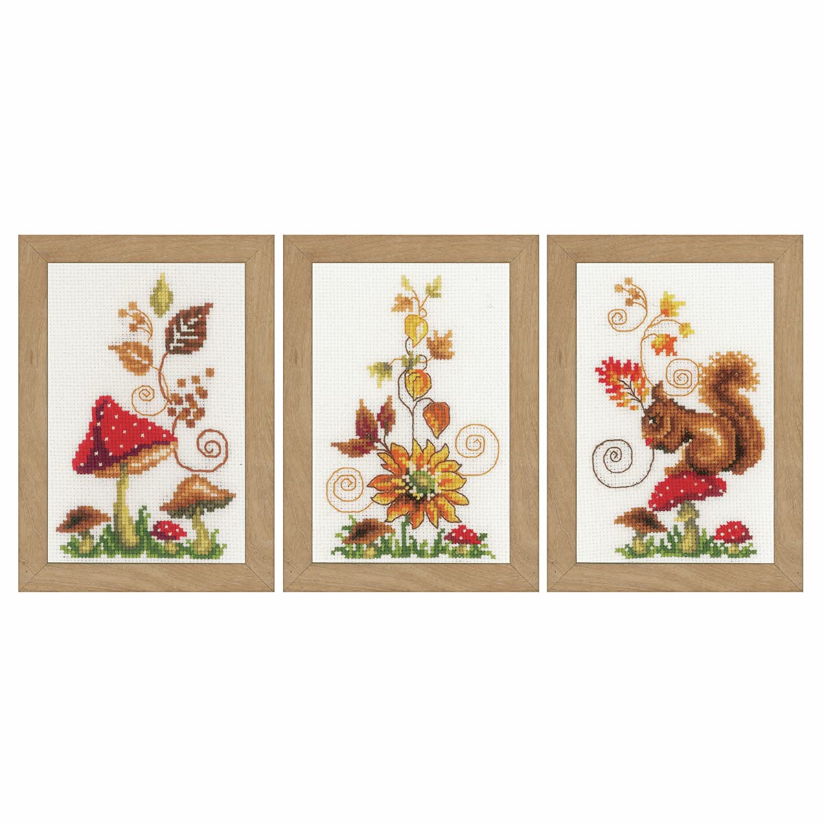 Vervaco PN-0158071 Herbstidyll Set of 3 Miniatures Counted Pattern Cotton, Multi-Colour, Approx. 8 x 12 cm / 3.2" x 4.8"