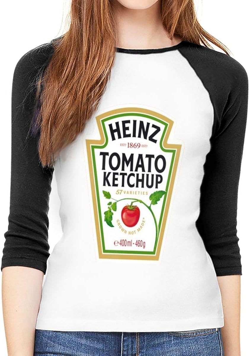 Women's Custom Heinz Tomato Ketchup Raglan T Shirts Front Print Three