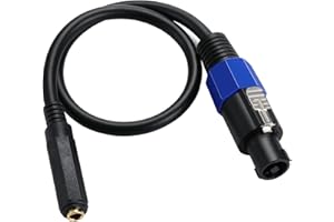 MTUERANC Speakon to 1/4 Mono Speaker Cable, 6.35mm (1/4") TS Plug to Speakon Male Speaker Audio Adapter for DJ/PA Speaker Cord with Twist Lock -50cm/0.5FT (Speakon Male to 1/4 Female)