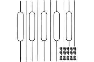 Vilstomes Deck Balusters, 10 Pack Wrought Iron Balusters, 1/2" Deck Railing Stair Metal Deck Spindles, Staircase Baluster W/ 20 Pack Iron Baluster Shoes (5 Straight +5 Single Oval)