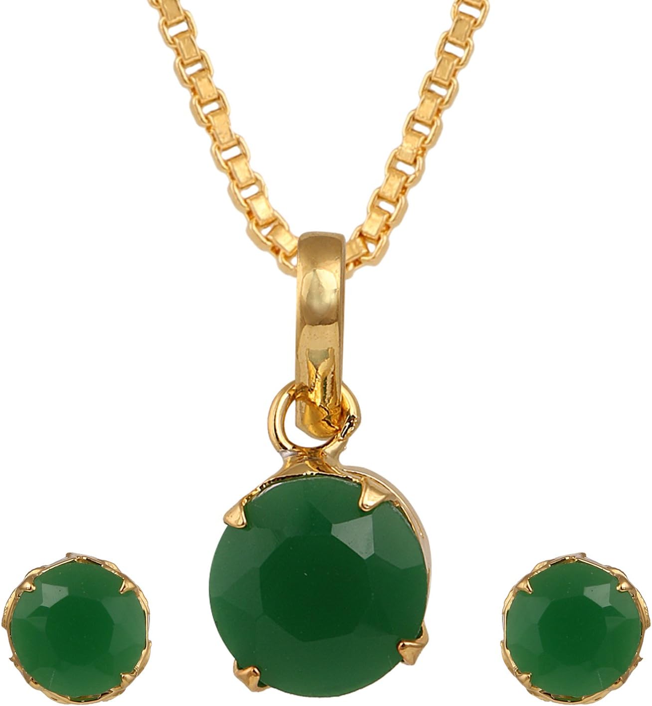 Archi Collection Designer American Diamond Pendant with Chain and Earrings for Girls & Women