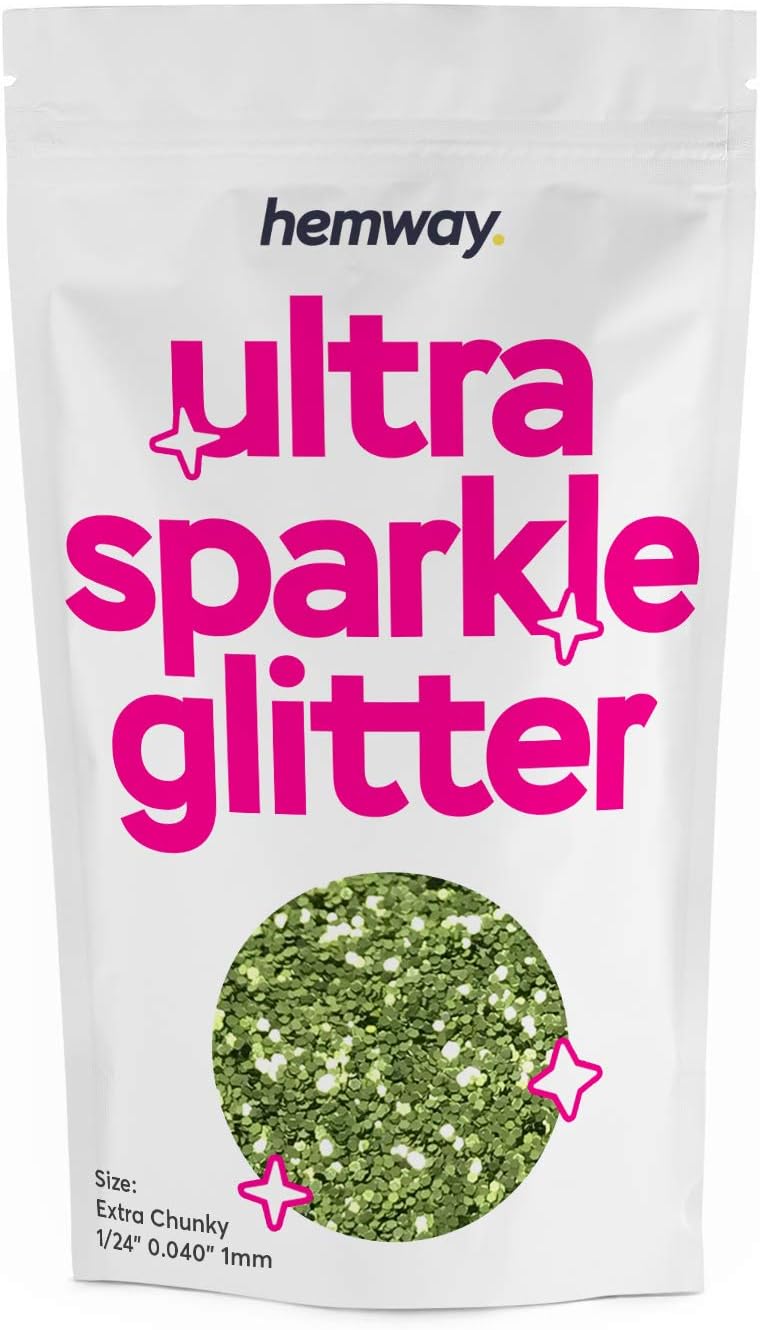Hemway Ultra Sparkle Glitter Lime Green 100g Extra Chunky