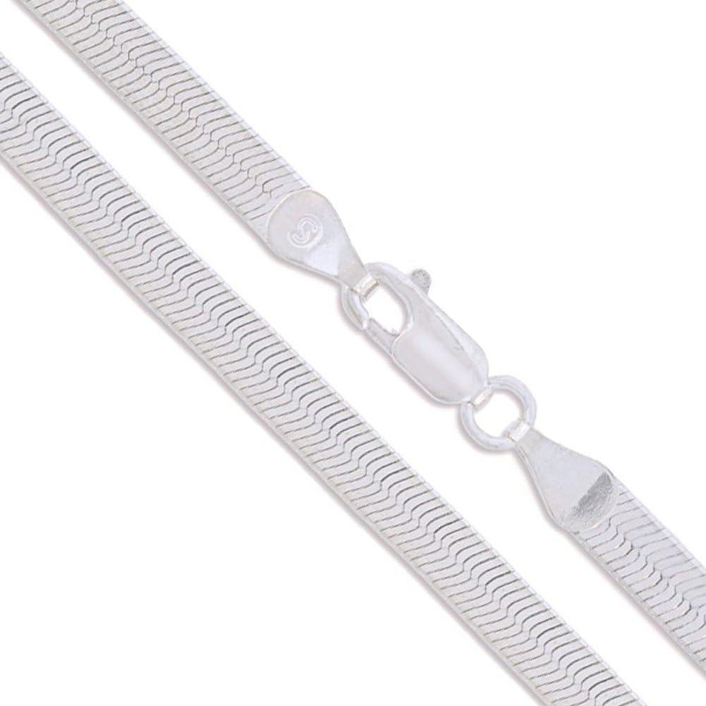 Sterling Silver Flexible Herringbone Necklace 4.5mm Solid 925 Italian Chain