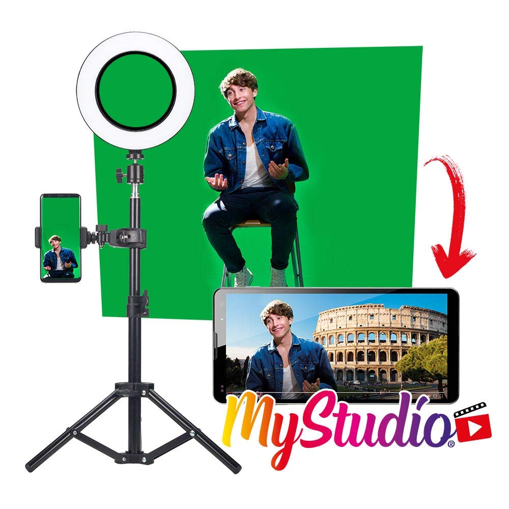 MyStudio Green Screen Studio Kit, Tripod, 2 x 3 m Green Screen, Video Light, Microphone