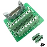 Sysly IDC16 2x8 Pins Male Header Breakout Board Terminal Block Connector with Simple DIN Rail Mounting feet